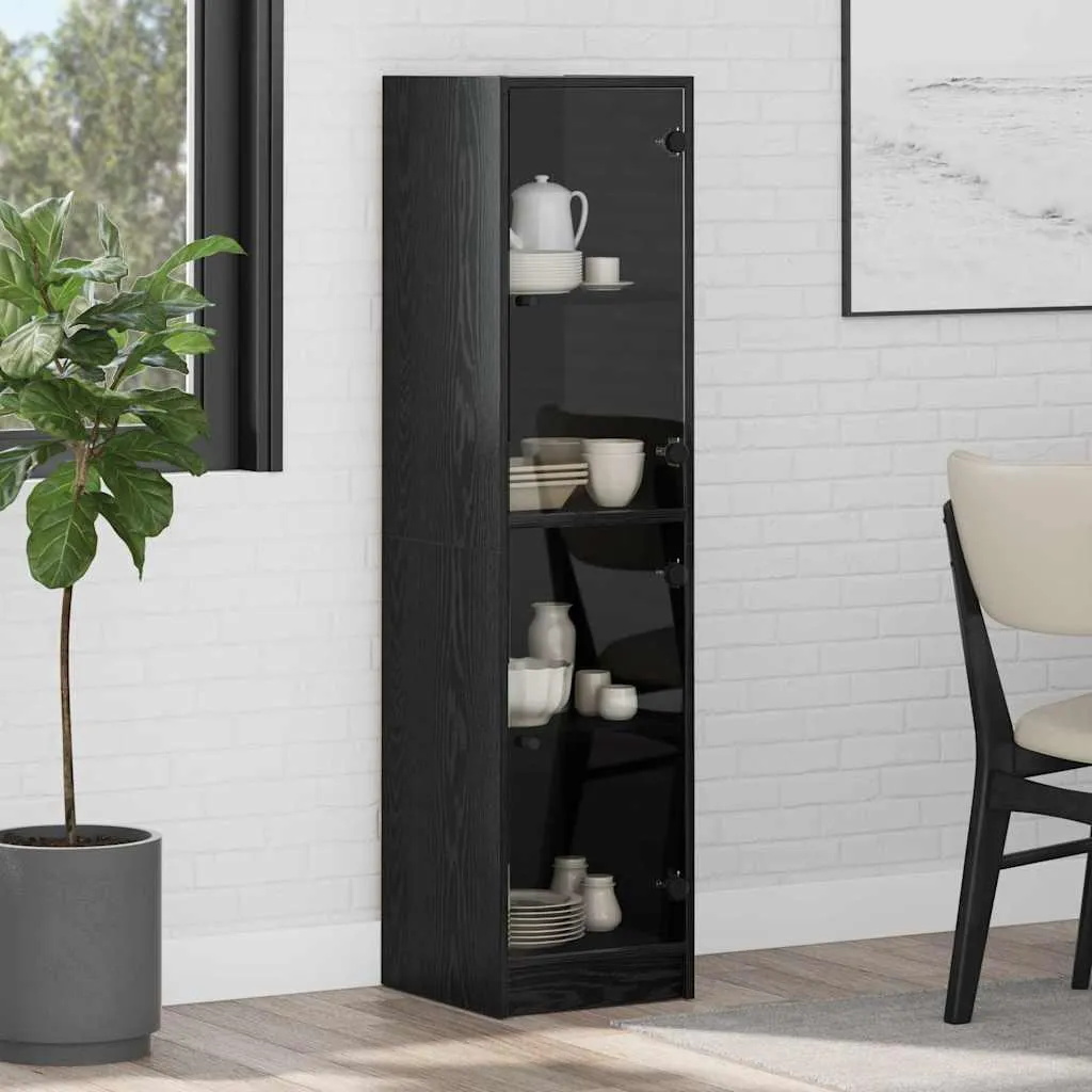 Credenza Moderna VidaXL In Rovere Nero – 40x40.5x75 Cm, Legno Multistrato, Con Cassetto E Porta, Design Compatto E Resistente Per Soggiorno E Ufficio