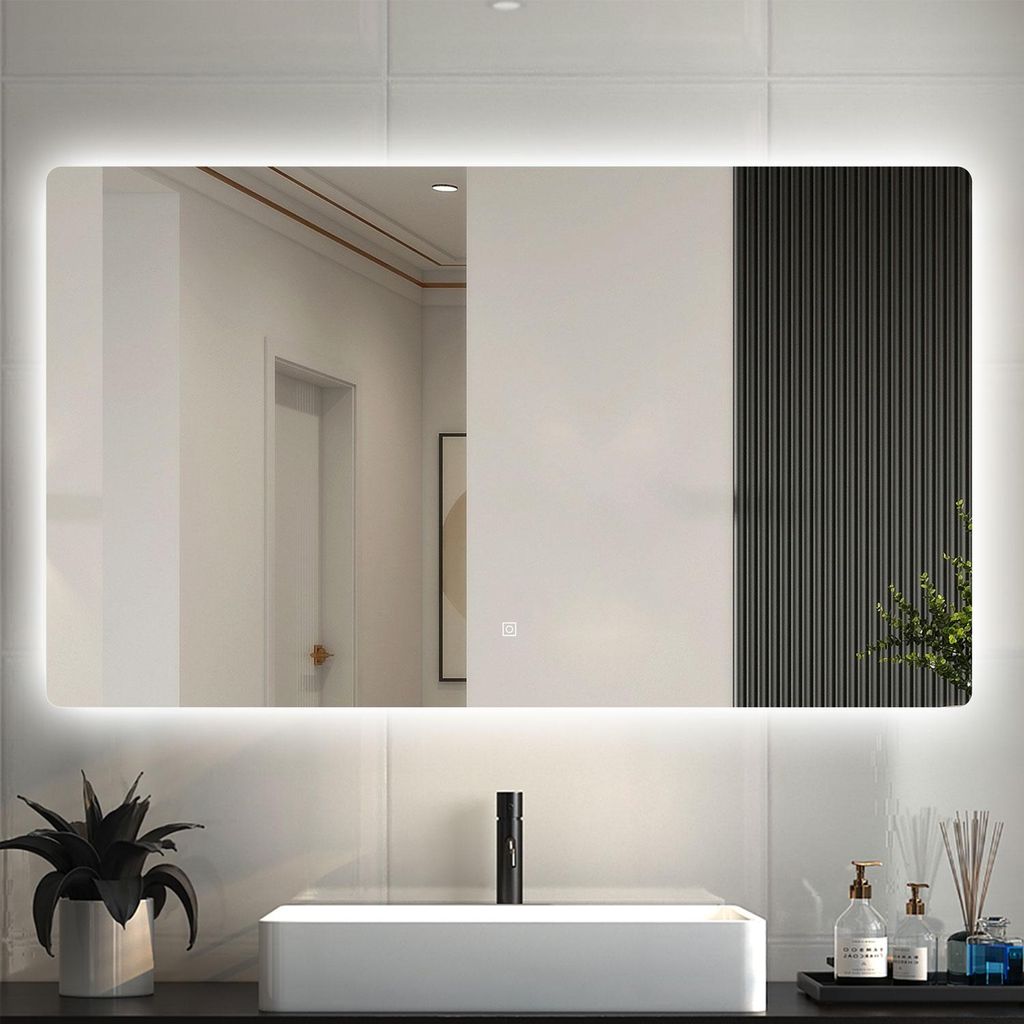 LED Spiegel mit Beleuchtung Badezimmerspiegel 120x80cm Produktbild 
