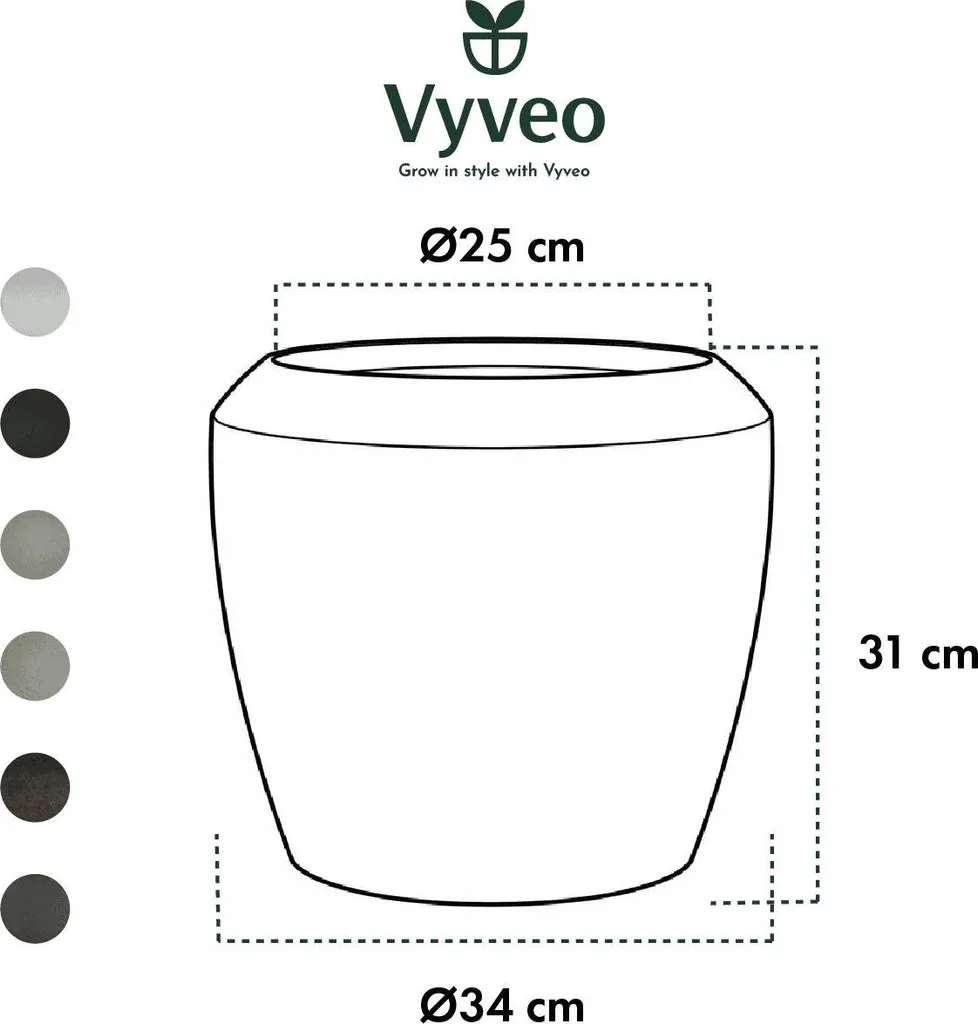 Cache-pot Design Argenté Liora par Vyveo - Pot de Fleurs 34x31 cm