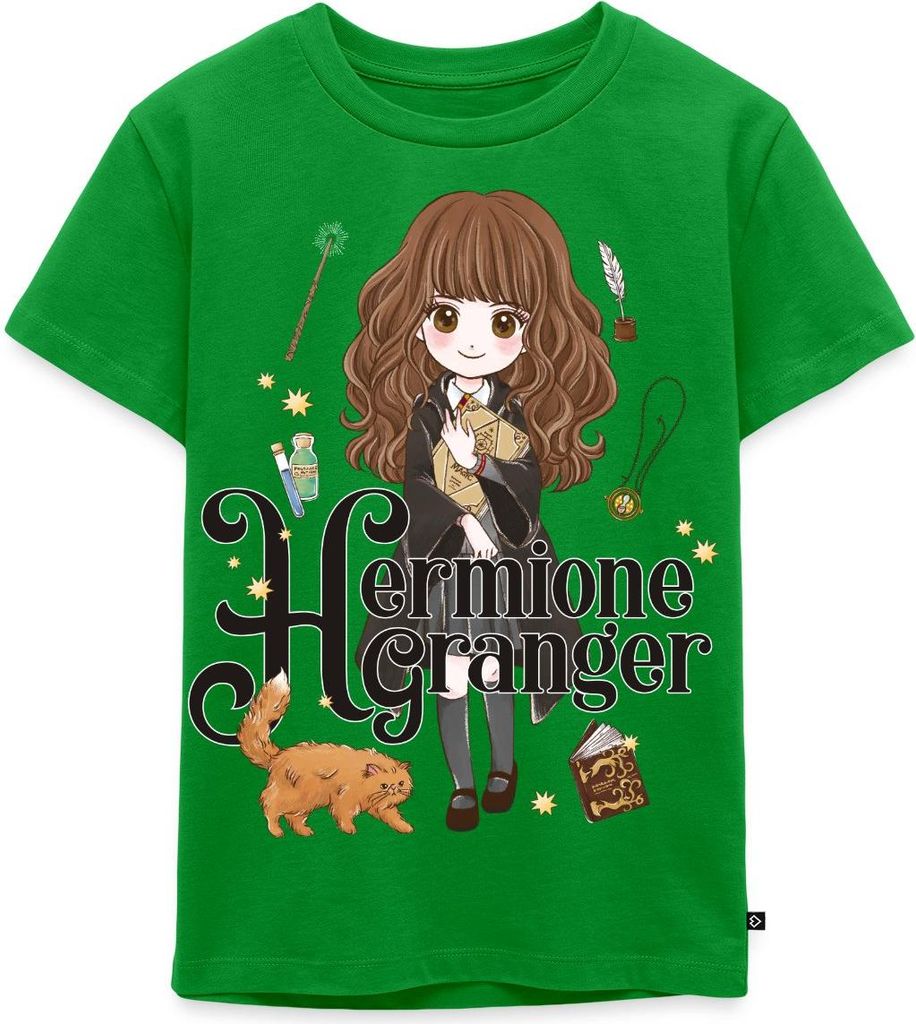 Spreadshirt Harry Potter Hermine Granger Chibi Kinder Premium T-Shirt, 134/140 (8 Jahre), Grün