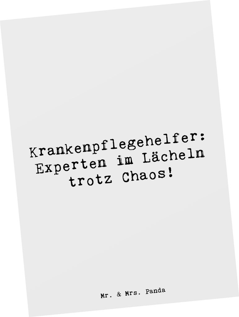 Mr. & Mrs. Panda Postkarte Spruch Krankenpflegehelfer Lächeln - Weiß - Geschenk, Fotokarte, personalisierte Geschenke, kunstkarte, Postkarten, Ge...