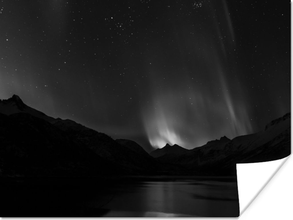 MuchoWow Poster Berge - Nordlichter - Weltraum 160x120 cm - Foto Plakat