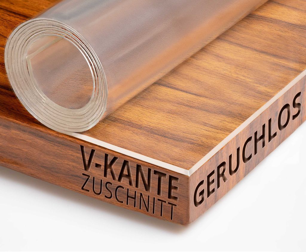 DecoHomeTextil Tischdecke Transparent Schutzfolie Folie leicht mattiert Abgeschrägte V-Kante 100 cm x 235 cm