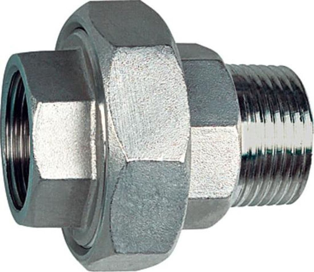 Riegler Lösb. Doppelgewindenippel IG/AG, flach dichtend G 1 1/2 ES 1.4408