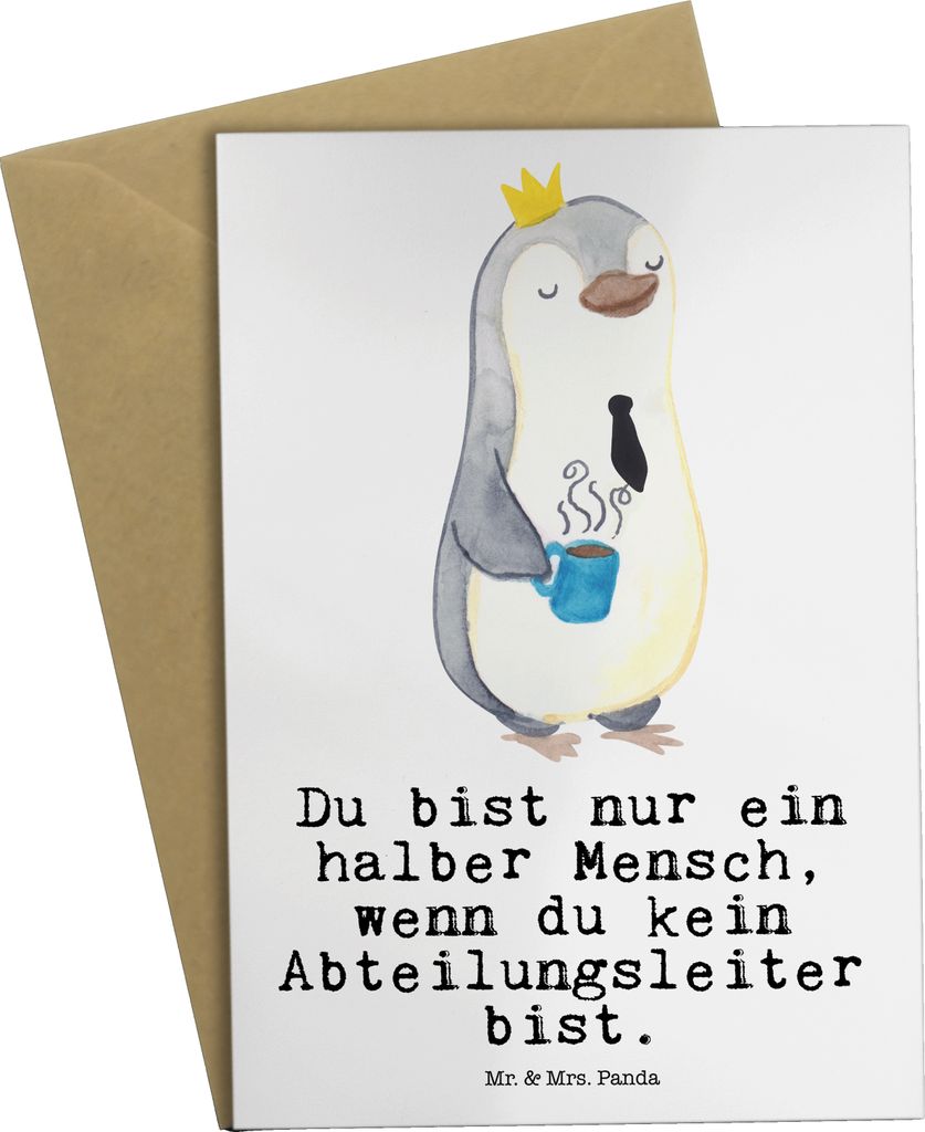 Mr. & Mrs. Panda Grußkarte Abteilungsleiter Herz - Weiß - Geschenk, Profi, hochzeitskarten, Beruf, weihnachtskarten, Spruch, osterkarte, Teamleit...