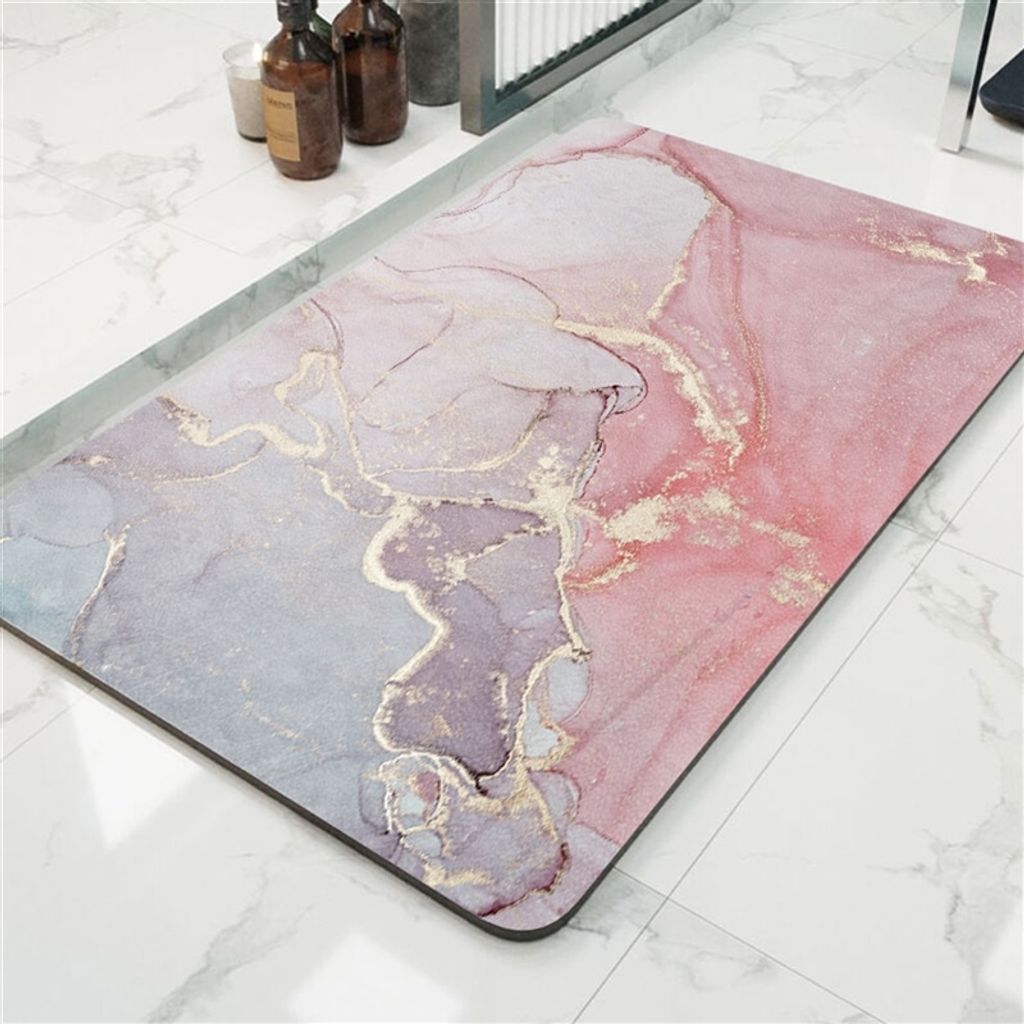 Moderner Schnell Trocken Badematten Saugfähige Rutschfest Badezimmer Matten Pink, Größe 80x120 cm