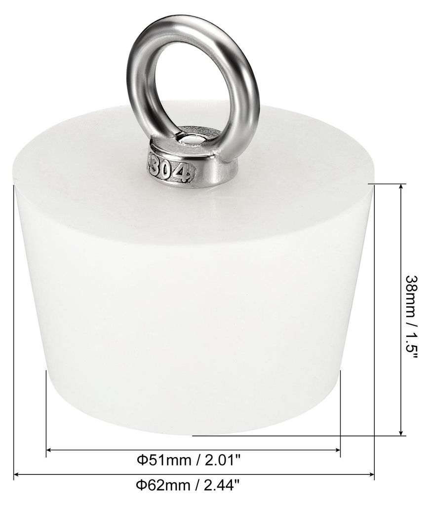 Silikon Gummi Konischer Stecker 51mm bis 62mm Solide Sprosen Stopper mit Ring fš¹r Reagenzgl?ser Wasserleitung Drainageloch Wei?