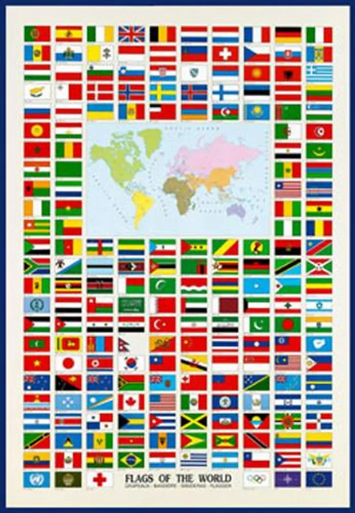 Poster Educativo Bandiere del Mondo 68x98 J. World - Alta Qualità