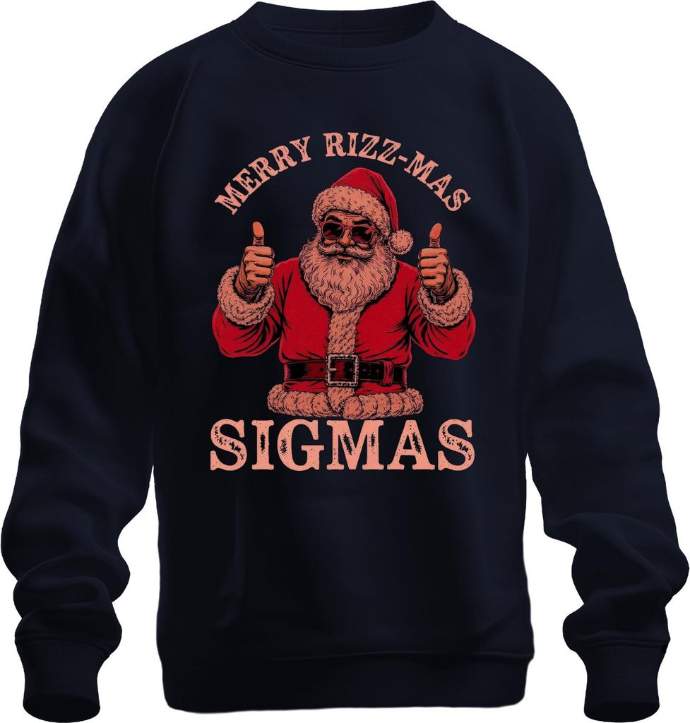 MERRY RIZZ-MAS SIGMAS Weihnachten cooler Sonnenbrille Männlich Uni Sweatshirt Pullover, Navy, M