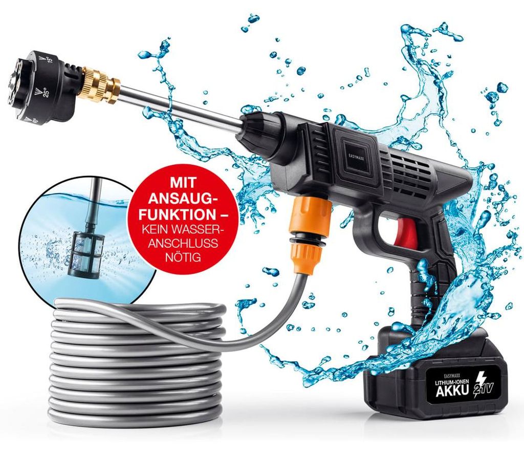 EASYmaxx Akku-Hochdruckreiniger 21V schwarz Produktbild 