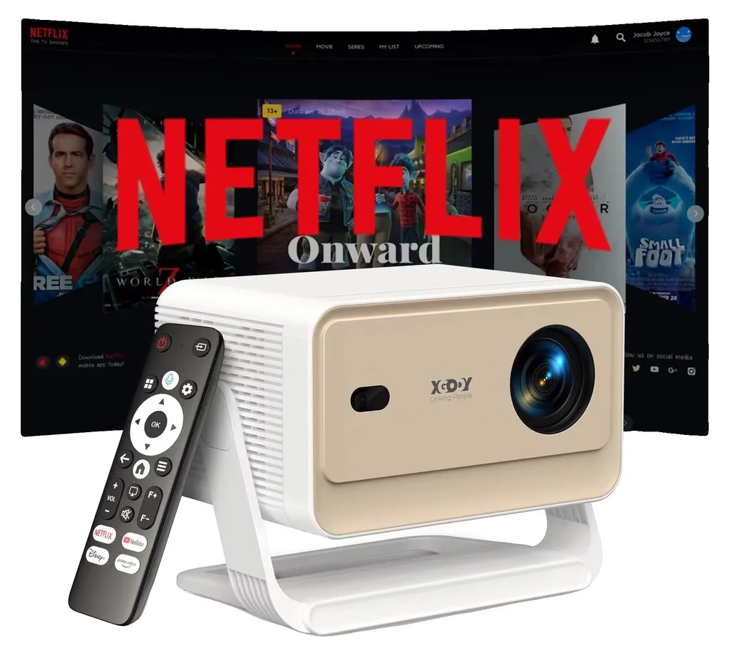 Projecteur Bluetooth N6 Pro 1080p Natif - Grand Écran Lumineux 4K
