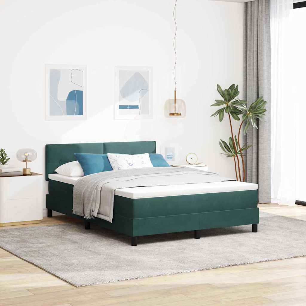 Maison Exclusive - LED Boxspringbett mit Matratze Dunkelgrün 160 x 200 cm Samt