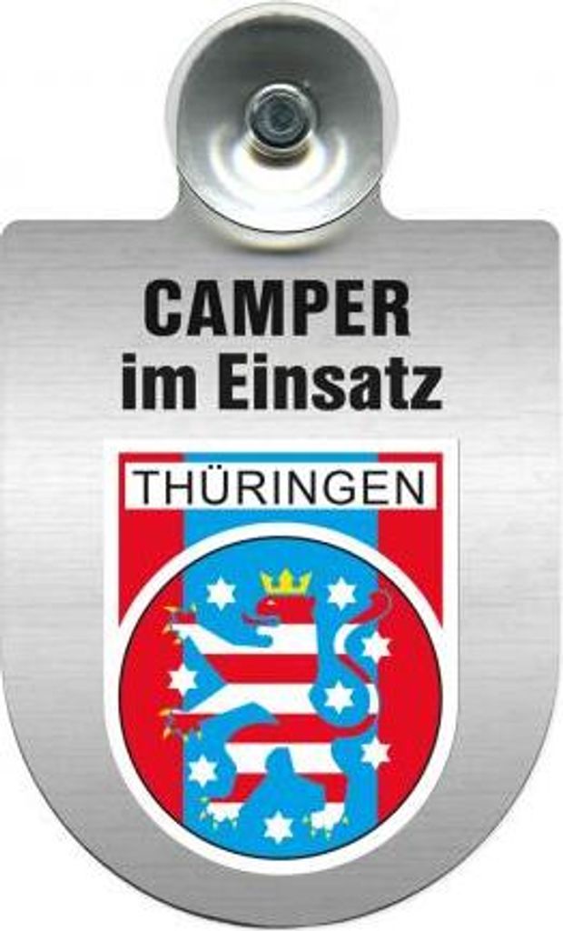 Einsatzschild Windschutzscheibe incl. Saugnapf - Camper im Einsatz - 309764 - incl. Regionen nach Wahl Color - Region Thüringen