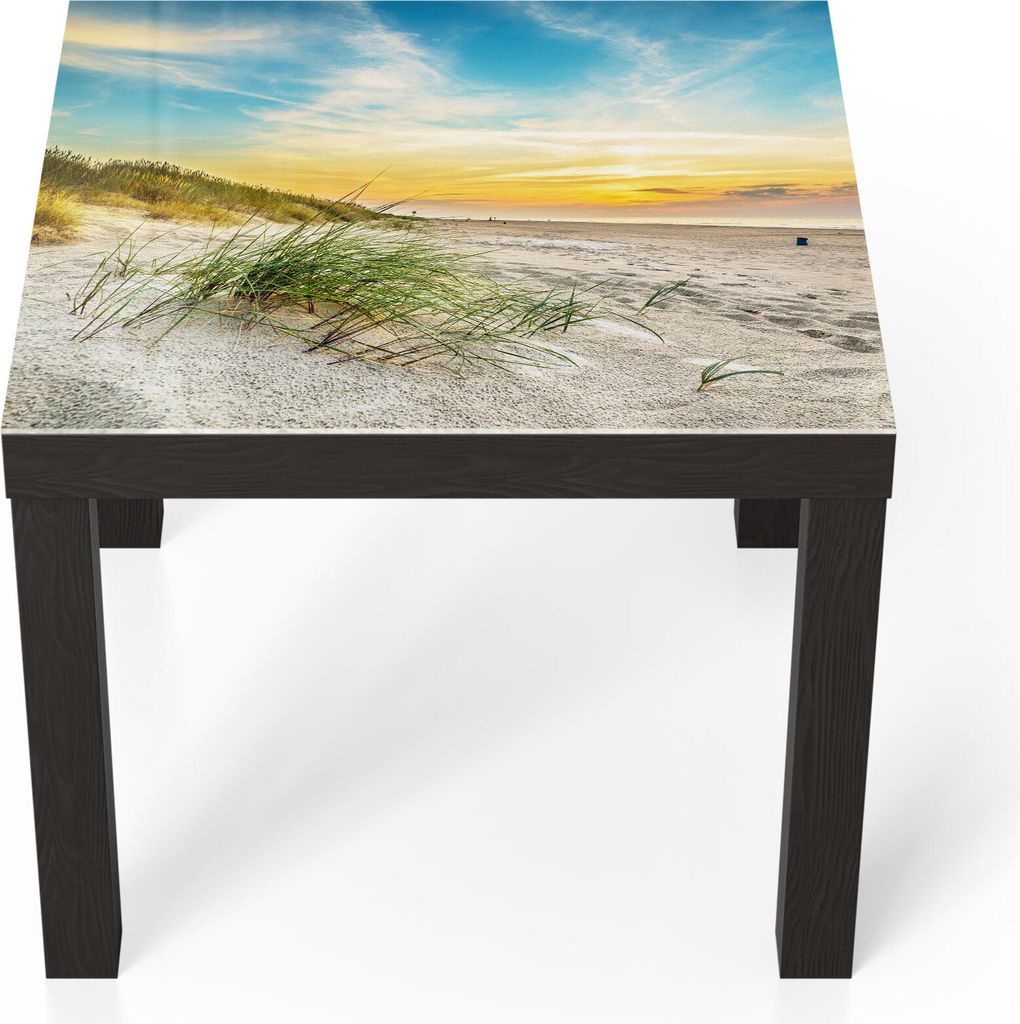DEQORI Couchtisch 55x55 cm Schwarz 'Baltischer Dünenstrand' Glas Beistelltisch