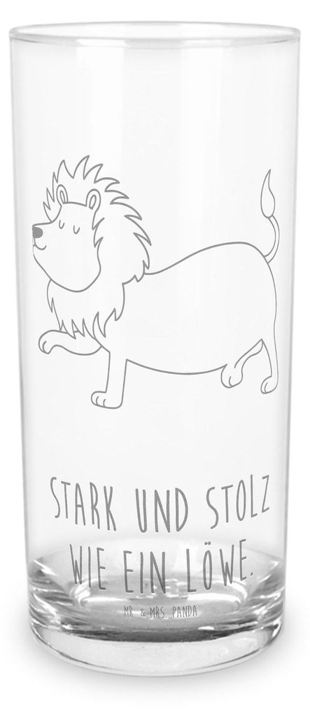Mr. & Mrs. Panda Glas Sternzeichen Löwe 400 ml - Transparent - Geschenk, Geburtstag August, Cocktailglas, Wasserbecher, Tumbler, Juli, Trinkglas, ...
