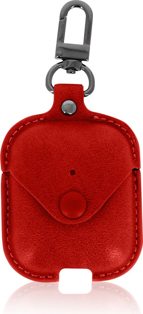 AirPods (1. Gen) Echtleder Hülle mit Karabiner, Devia Cowboy Series – Rot