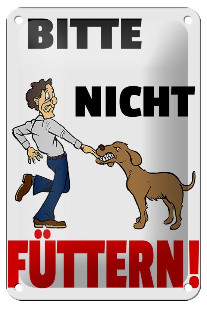 Blechschild Hinweis 12x18cm Tiere Bitte nicht füttern Hund Produktbild 