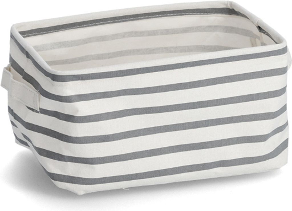 ZELLER Canvas Aufbewahrungsbox grau gestreift 28x21x16cm Produktbild 