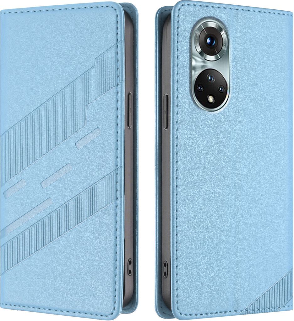 Hülle für Huawei Nova 9 /Honor 50, Kunstleder Brieftaschen Handyhülle mit Kartenfach und Standfunktion Hellblau