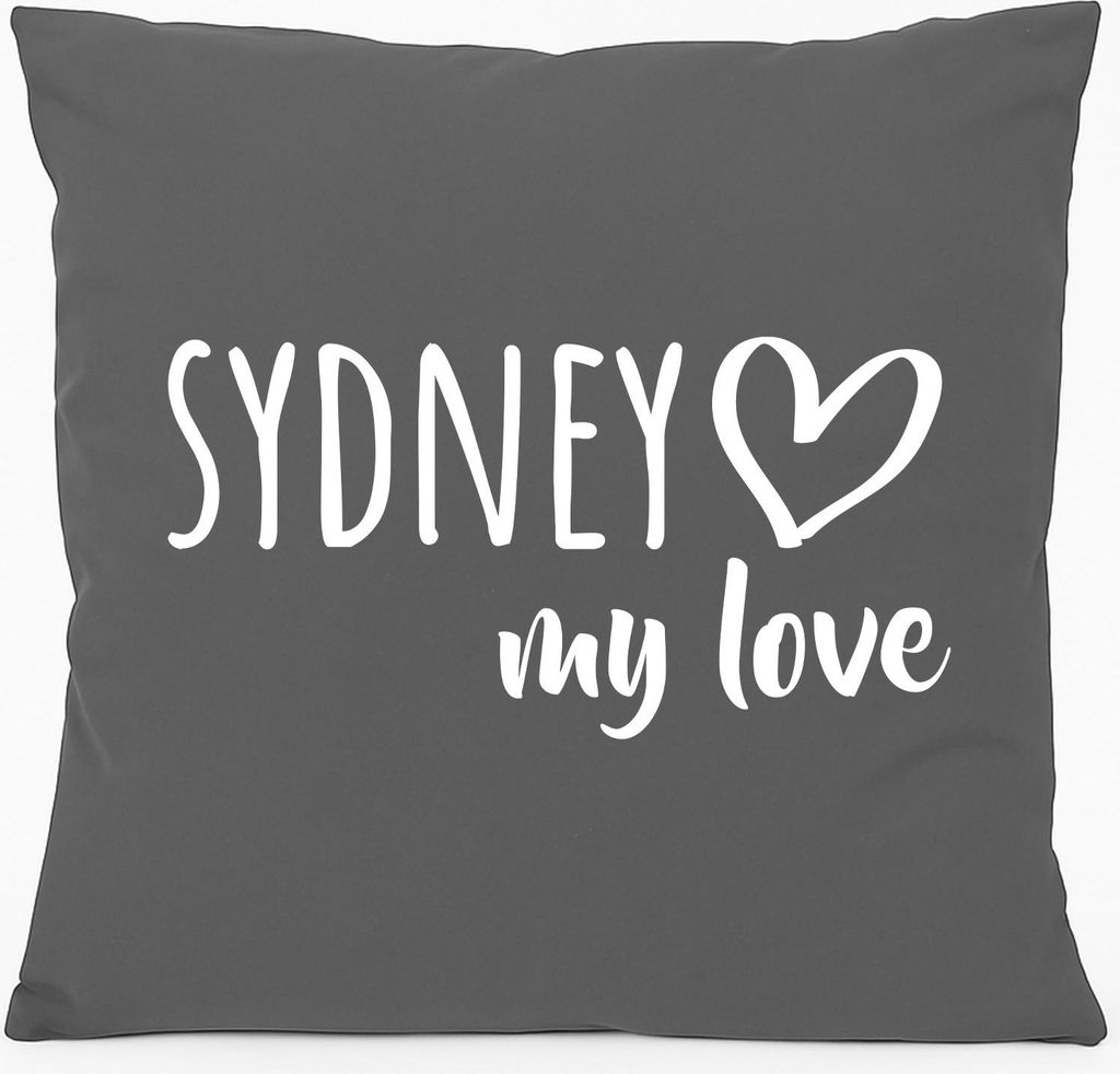 Huuraa Kissen Sydney my love 40x40cm mit Füllung Steel Grey Baumwolle Dekokissen Geschenkidee