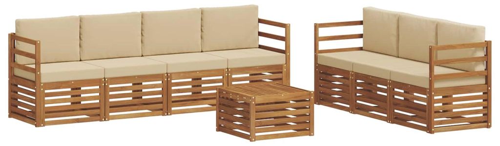 vidaXL Sofagarnituren 8 pcs Natur und Beige Massivholz Akazie
