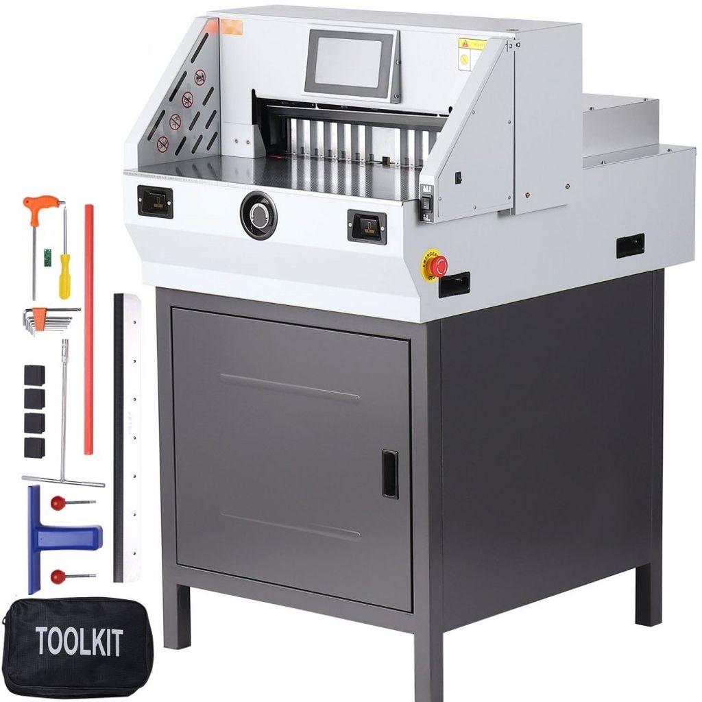 Elektrischer Papierschneider - Schneidemaschine mit 19 Zoll Breite, 3,14 Zoll Stärke und 7 Zoll Touchscreen.
