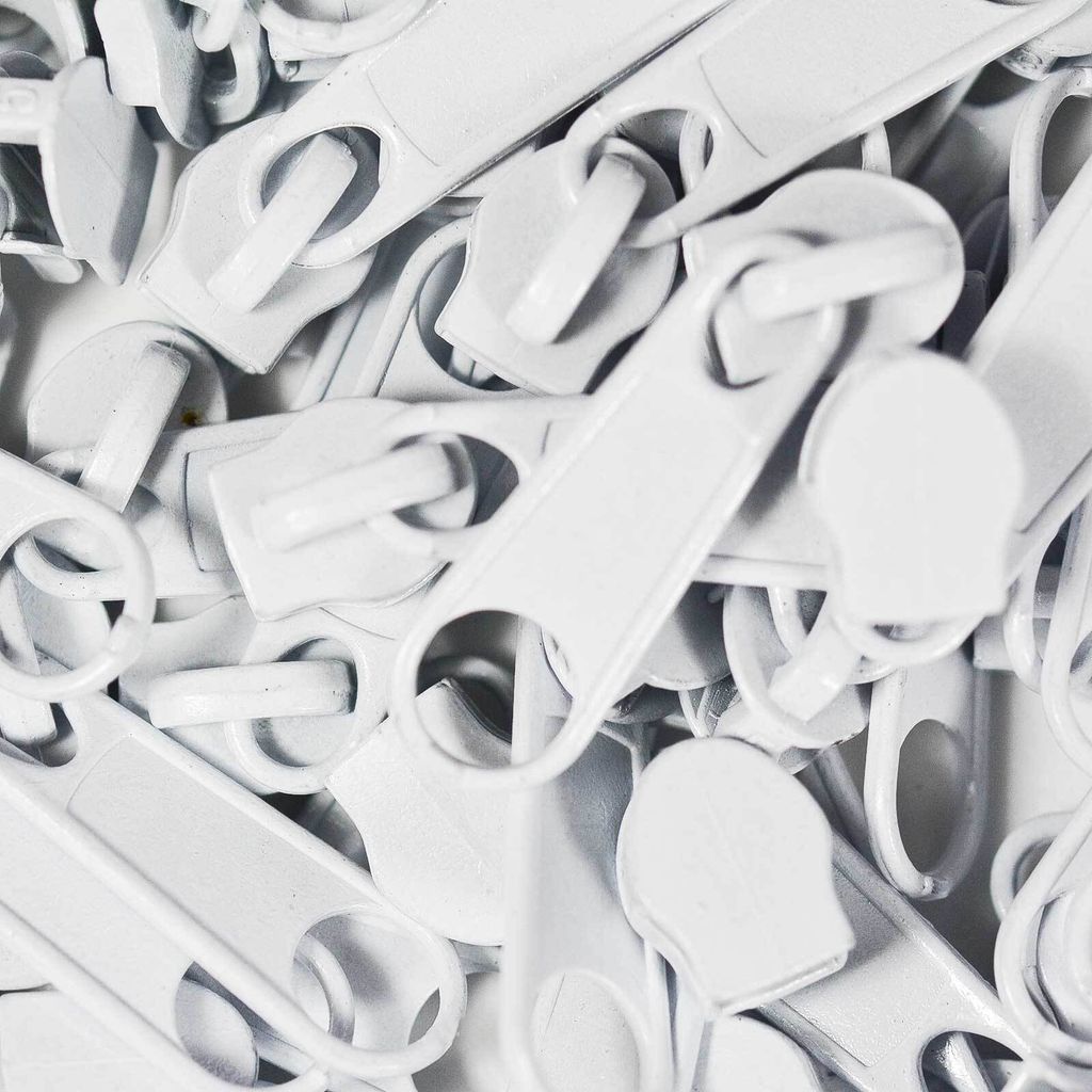 100 Reißverschluss Zipper Schieber für Endlosreißverschluss, 5mm, Farbwahl , Farbe:smoky white