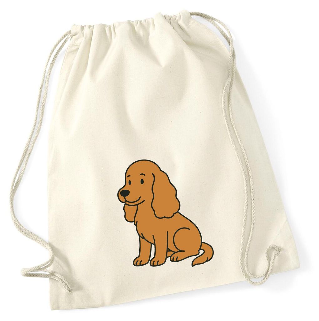 Huuraa Turnbeutel Cocker Spaniel Comic Cockie 12 Liter Natural Baumwolle Rucksack Geschenkidee