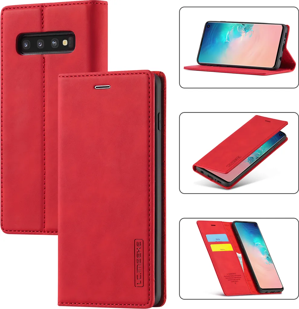 Cover Wallet Galaxy S10 Rossa: TPU Anti-Shock e Chiusura Magnetica