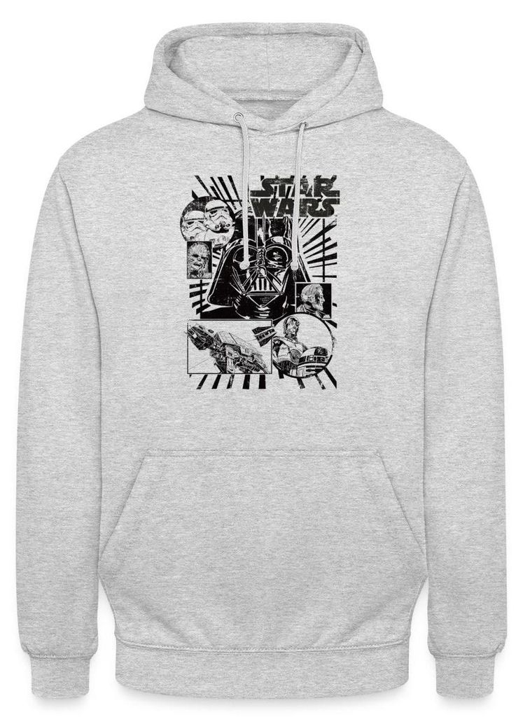 Star Wars Charaktere Darth Vader Chewbacca C3PO Uni Hoodie, S, Hellgrau meliert