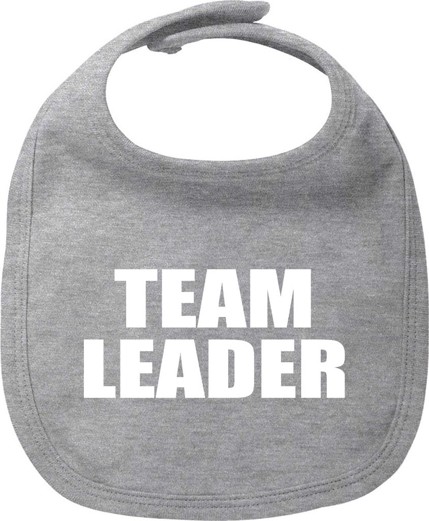 Huuraa Baby Lätzchen Team Leader Schriftzug Heather Grey Klettverschluss Baumwolle Latz Geschenkidee