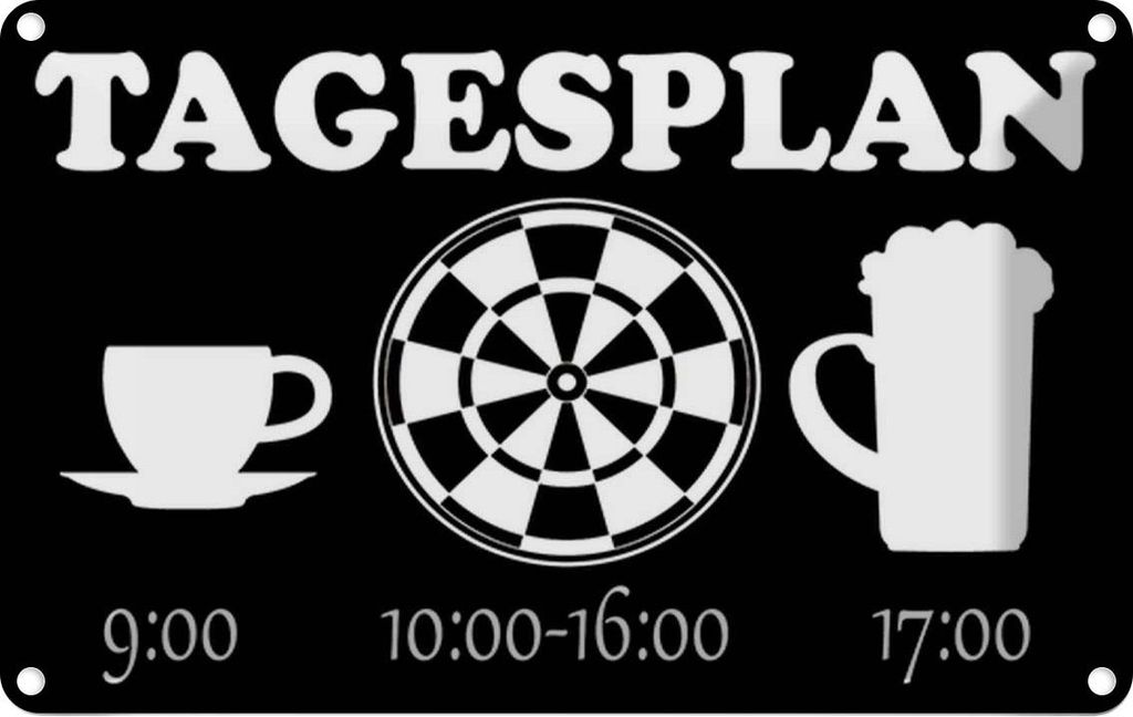 vianmo Blechschild 20x30 cm Tagesplan Tasse Dart Bier Spruch Zitat