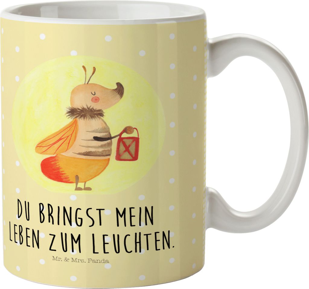 Mr. & Mrs. Panda Kinderbecher Glühwürmchen - Gelb Pastell - Geschenk, Tiere, Verlobung, Mehrwegbecher, Leuchten, Liebesspruch, Plastikbecher, Lie...