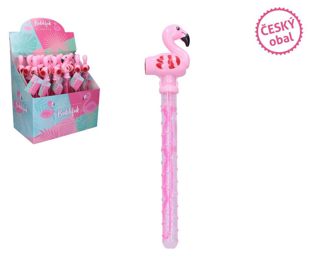 Souffleur de bulles flamant rose avec sifflet 37 cm 1 Pcs. Image du produit 