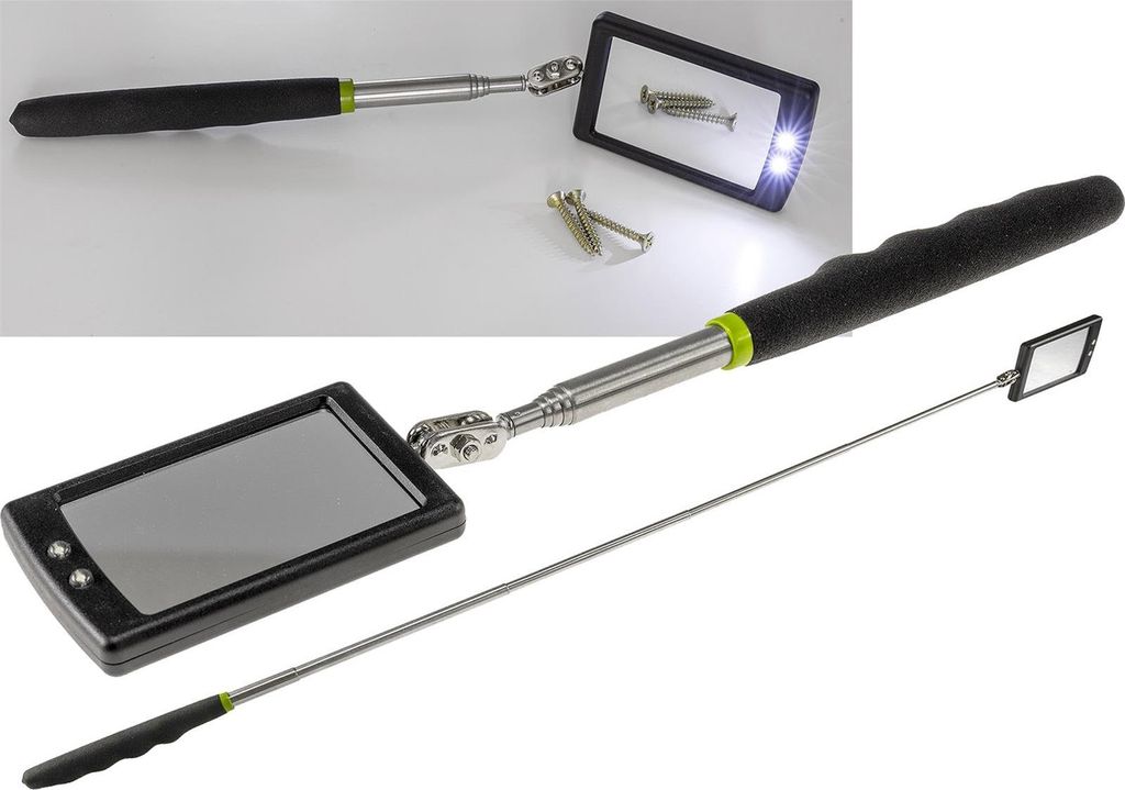 Teleskop Spiegel mit LED Beleuchtung Gesamtlänge 28-88cm Produktbild 