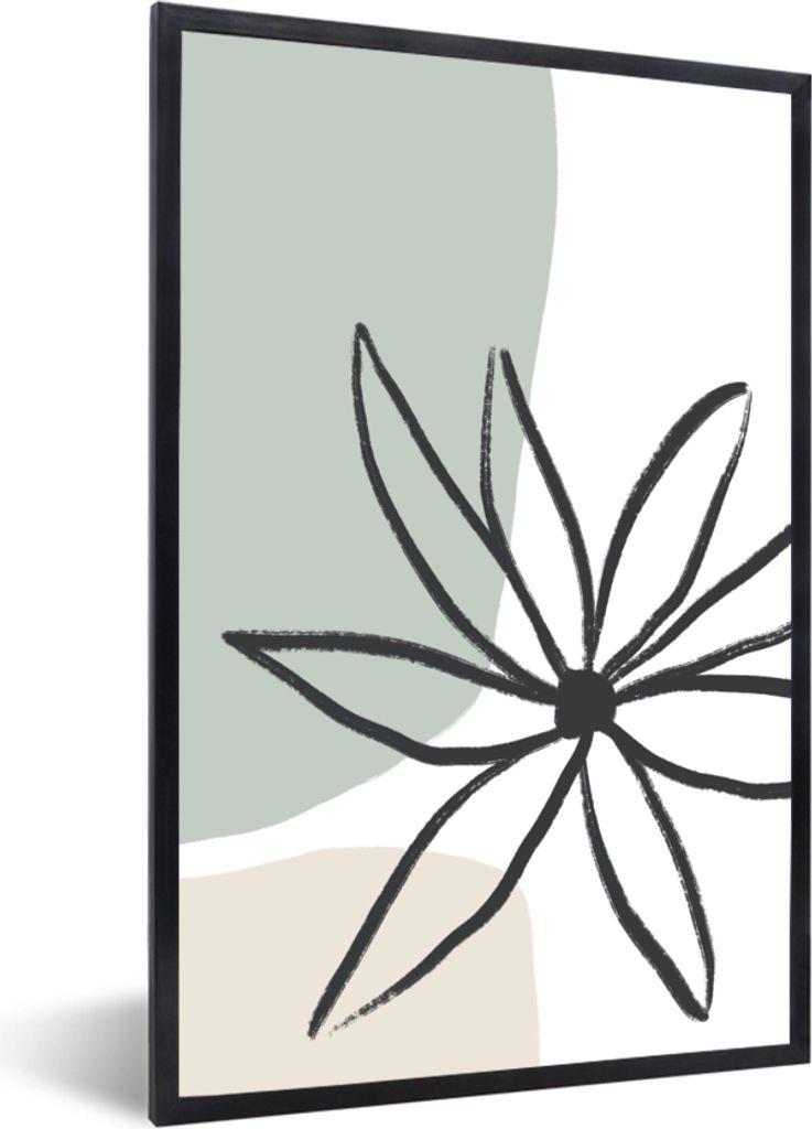MuchoWow Gerahmtes Poster Blume - Pastell - Minimalismus 40x60 cm - Poster mit Schwarzem Bilderrahmen Wandposter Rahmen Foto Bilder - Papierdruck...