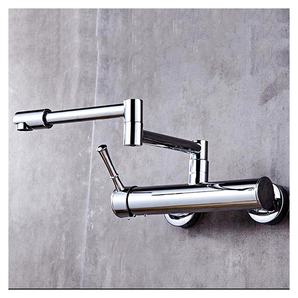 Küchenarmatur, Wandmontage, für Küchenspüle, drehbar, klappbar, ausziehbar, Chrom