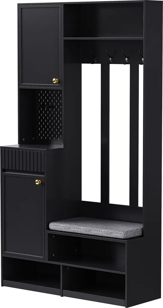 Armoire d'angle multifonctionnelle avec banc à chaussures métal noir - 6