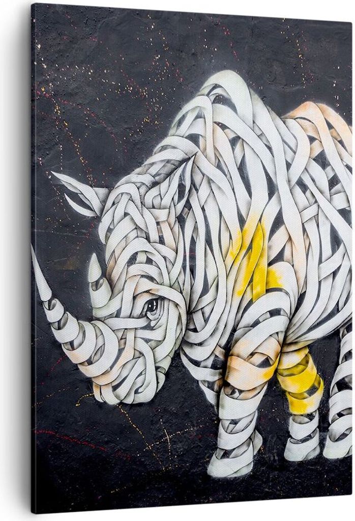 Bild auf Leinwand - Leinwandbild - Einteilig - Nashorn modern - 50x70cm - Wand Bild - Wanddeko - Wandbilder - Leinwanddruck - Kunstdruck - Wanddeko...