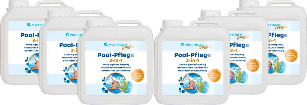 HOTREGA Pool-Pflege 3in1 Konzentrat 2 Liter, für Pools und Planschbecken, Chlor Desinfektion, Algenentferner