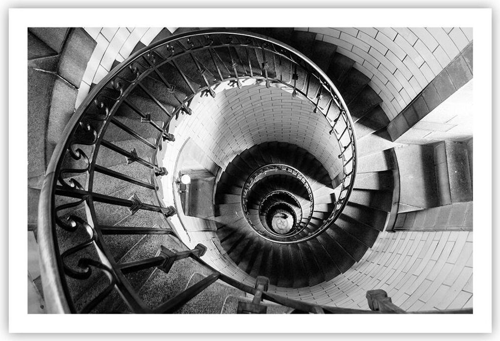 Poster - Poster ohne Rahmen - Treppe Spirale Perspektive - 91,5x61 cm - Wand Bild - Wanddeko - Wandbilder - Kunstposter - Wandposter - Bilder - Kun...