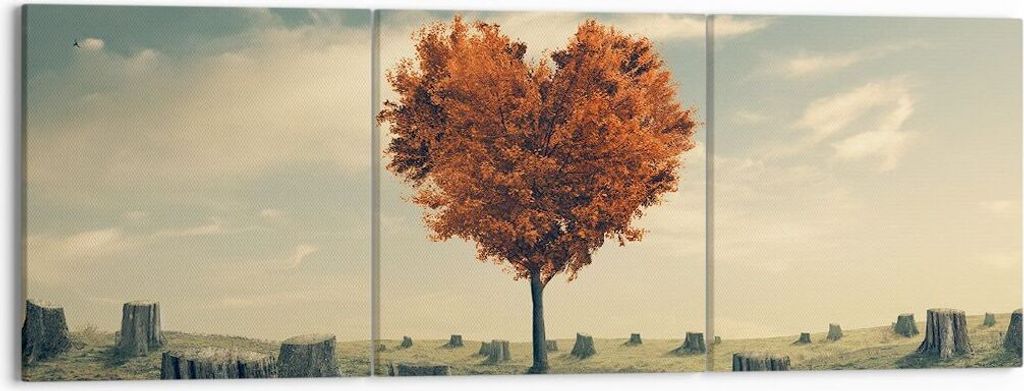 Bild auf Leinwand - Leinwandbild - Baum Natur Wiese - 150x50cm - Wand Bild - Wanddeko - Wandbilder - Leinwanddruck - Bilder - Kunstdruck - Wanddeko...