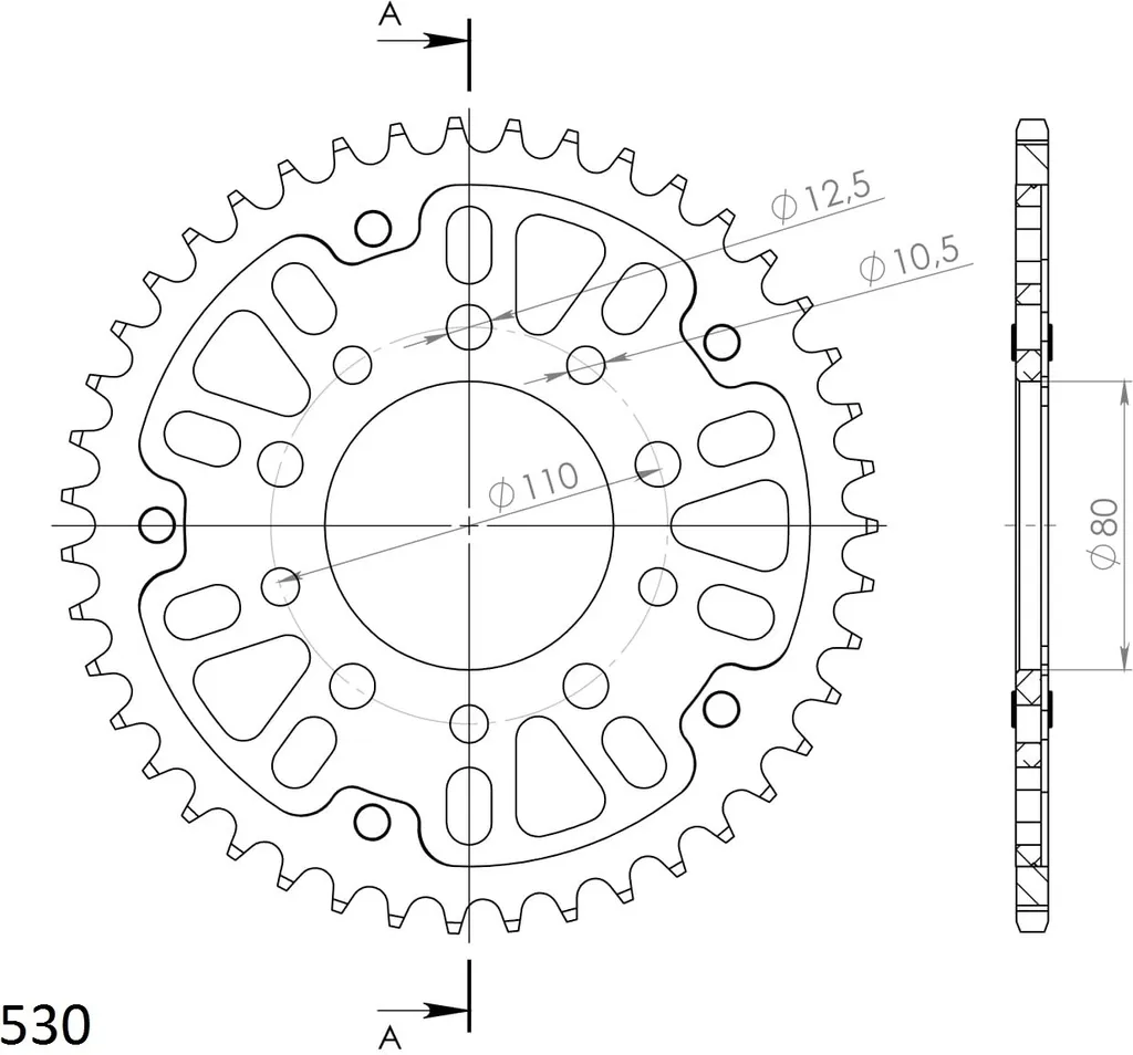 Couronne Hybride Supersprox Stealth 43 Dents Pas 530 Noir RST-1334