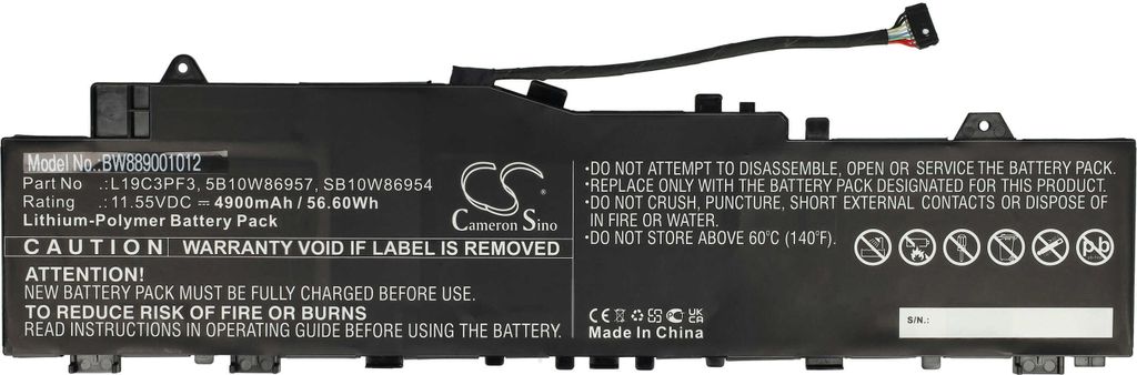 vhbw Akku kompatibel mit Lenovo IDEAPAD 5 14IIL05 81YH00K1FR, 81YH00KJRM, 81YH00LJPB, 81YH00L2HH, 81YH00JJMB Notebook (4900 mAh, 11,55 V, Li-Polymer)