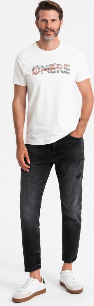 Ombre Clothing Kurzarmhemd für Männer Ropata weiß S