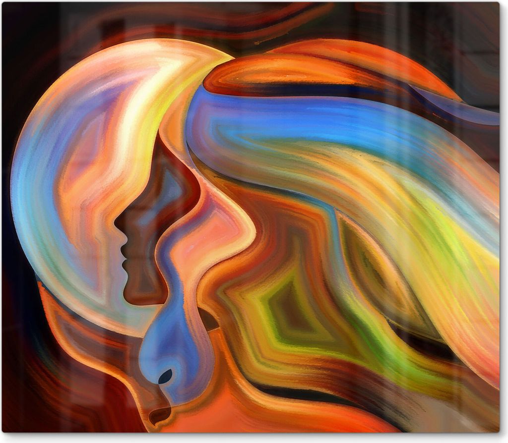 DEQORI Herdabdeckplatte Glas 1-tlg 'Profil einer schönen Frau' Herd Abdeckung Küche