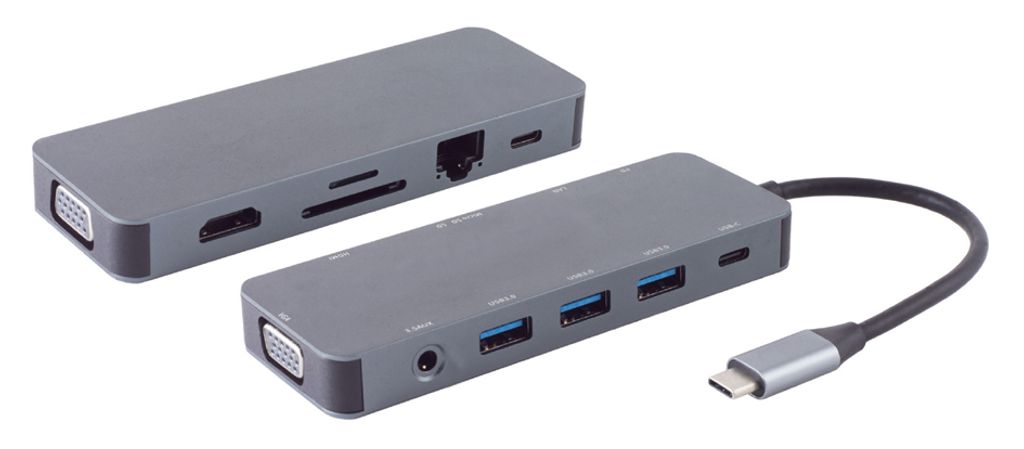 shiverpeaks -BASIC-S--USB-DOCK--USB-C Multiport Dockingstation, 11in1, HDMI, VGA, PD, Hub, SD, LAN, AUX (BS14-05028)