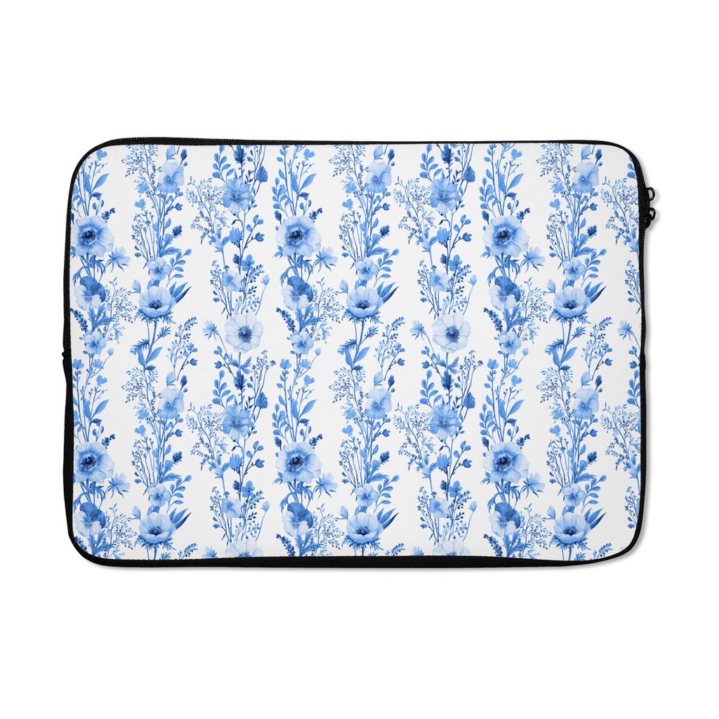 MuchoWow Laptop Hülle 14 ZollBlumen - Anemone - Blau - Muster Laptoptasche - Laptoptasche - Stoßsicher - Schutzhaube