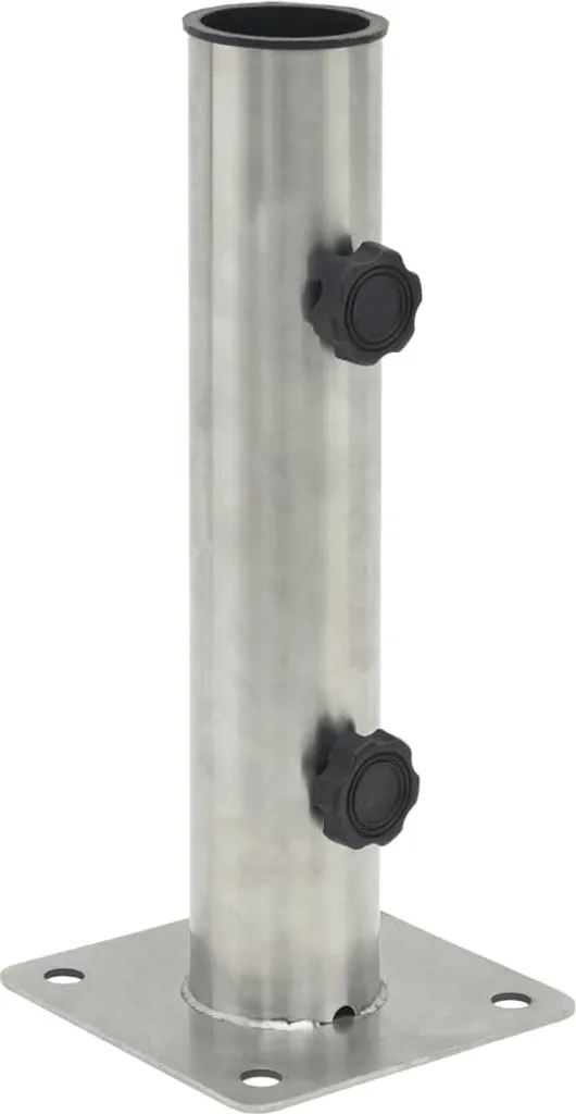 Socle de parasol droit en acier argenté compatible mât 38mm et 48mm