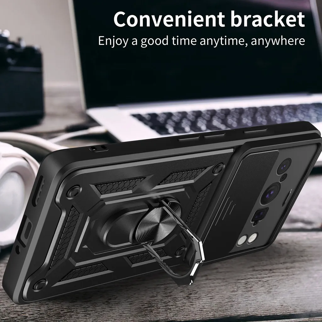 AMILIFECASES Custodia per Google Pixel 8, custodia Pixel 8 con [1 pellicola protettiva in vetro 9H] [custodia per fotocamera Silde] [anello cavalletto girevole a 360°] Custodia antiurto di grado